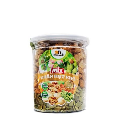 Hạt dinh dưỡng Mix nhân hạt khô Smile Nuts - Tách vỏ, giàu dinh dưỡng từ hạt bí xanh, óc chó và hạnh nhân, 255g/500g