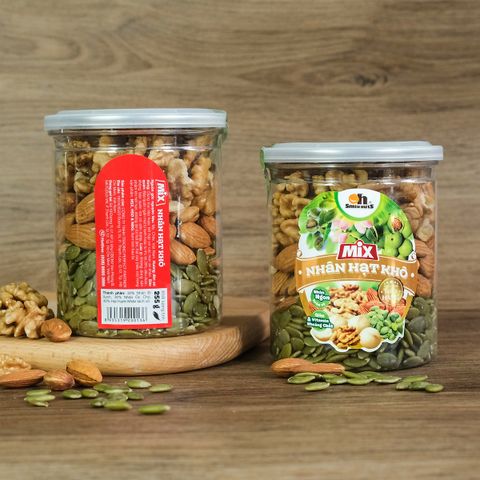 Hạt dinh dưỡng Mix nhân hạt khô Smile Nuts - Tách vỏ, giàu dinh dưỡng từ hạt bí xanh, óc chó và hạnh nhân, 255g/500g