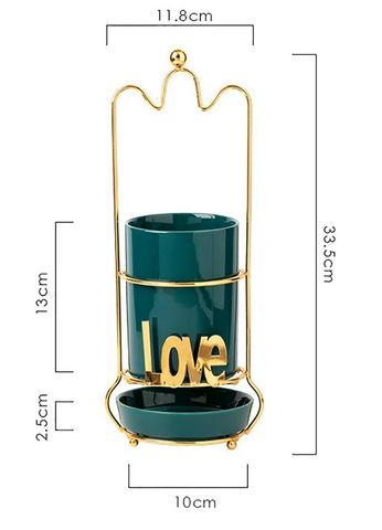 Ống Đựng Đũa Sứ Khung Inox Hình Love - Tiện Ích Bếp Sang Trọng Màu Xanh Mint, Xanh, Trắng - Đồ Gia Dụng Nhà Bếp Cao Cấp