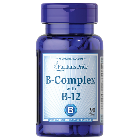 Viên uống Puritan's Pride B-Complex with B-12 - Tăng cường sức khỏe, hỗ trợ chuyển hóa năng lượng và phát triển hồng cầu, lọ 90 viên.