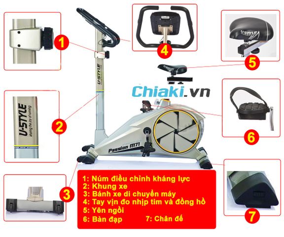 Xe Đạp Tập Thể Dục Cố Định Ustyle M71 - Thiết Kế Tiện Lợi Điều Chỉnh Yên Ngồi, Kháng Lực 8 Tốc Độ, Dụng Cụ Tập Luyện Tại Nhà