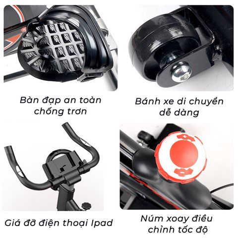 Xe đạp tập thể thao Jobur Spinbike GH-600 - Khung hợp kim chắc chắn, tải trọng 100kg, động cơ dây curoa êm ái, tiện lợi cho tập luyện tại nhà