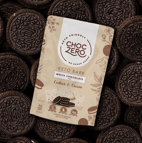 Bánh Cookies Choczero Socola Trắng Cookies & Cream Keto Bark - Nguyên Liệu Tự Nhiên, Không Đường, Dùng Cho Người Kiêng Đường