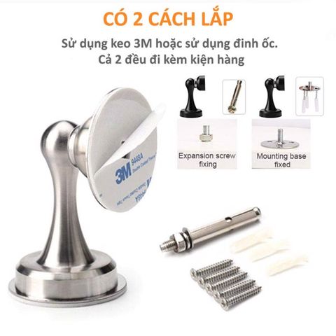 Bộ Chặn Cửa Inox 304 HOBBY Home Decor CC1 - Chất Liệu Bền, Dán Gạch Men, Kèm Keo 3M và Đinh Ốc - Giải Pháp Tiện Lợi Giữ Cửa Cố Định