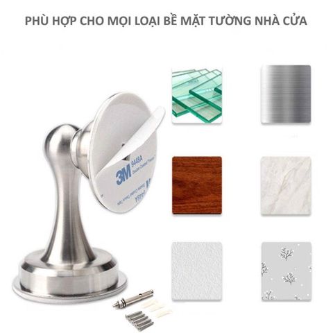 Bộ Chặn Cửa Inox 304 HOBBY Home Decor CC1 - Chất Liệu Bền, Dán Gạch Men, Kèm Keo 3M và Đinh Ốc - Giải Pháp Tiện Lợi Giữ Cửa Cố Định