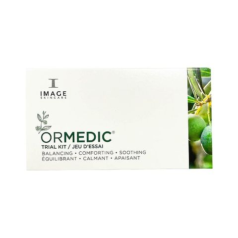 Bộ sản phẩm Image Ormedic làm dịu da - Sữa rửa mặt, mặt nạ, serum và kem dưỡng ẩm cho mọi loại da