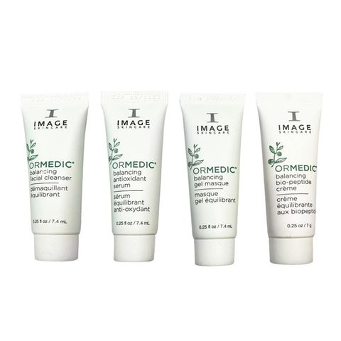 Bộ sản phẩm Image Ormedic làm dịu da - Sữa rửa mặt, mặt nạ, serum và kem dưỡng ẩm cho mọi loại da