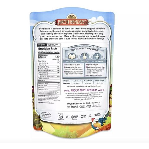Bột Bánh Cupcake & Cake Birch Benders Keto Mix 310g - Bột Pha Bánh Không Gluten, Phù Hợp Với Chế Độ Low Carb, Nguyên Liệu Tự Nhiên, Vị Chocolate Thơm Ngon