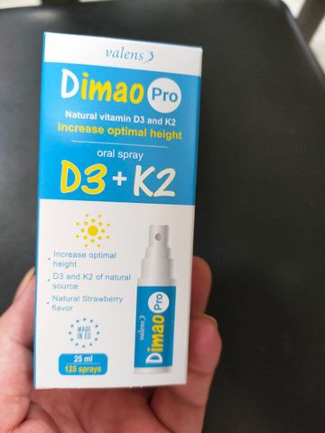Dimao Pro D3+K2 Xịt Hỗ Trợ Tăng Chiều Cao Cho Trẻ - Bổ Sung Vitamin D3 & K2 Dễ Hấp Thụ, Giúp Xương Chắc Khỏe, 25ml