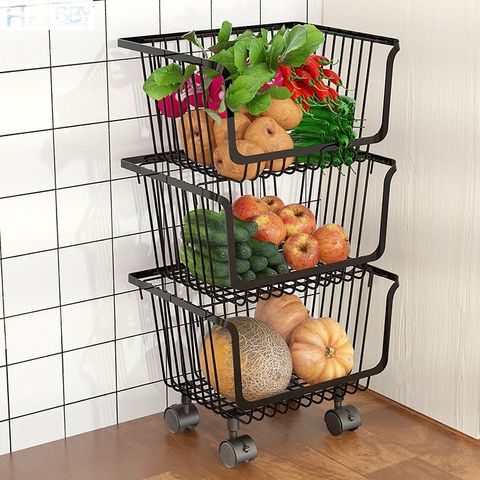 Kệ Rổ Đựng Đồ Nhà Bếp Sơn Tĩnh Điện Nhiều Tầng - Khung Thép Bền, Thiết Kế Khoa Học, Tiện Dụng Cho Bếp và SPA