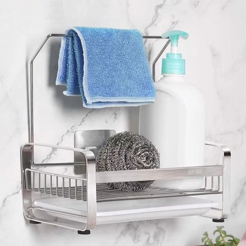 Kệ Rổ Đựng Đồ Treo Khăn Inox 304 Hobby Home Decor KRC4 - Thiết Kế Tiện Lợi Dán Tường Cho Nhà Bếp Thêm Gọn Gàng