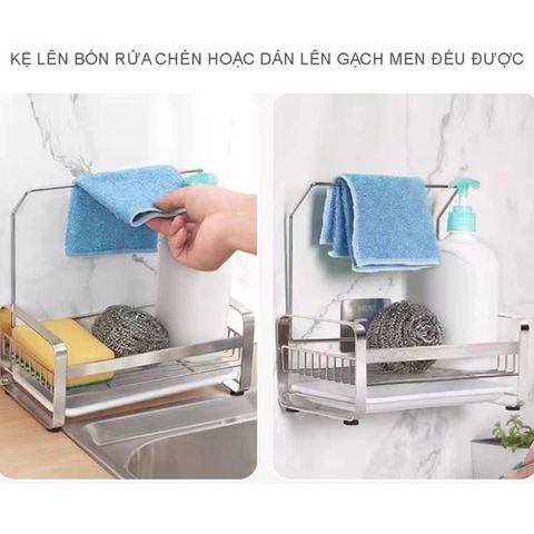 Kệ Rổ Đựng Đồ Treo Khăn Inox 304 Hobby Home Decor KRC4 - Thiết Kế Tiện Lợi Dán Tường Cho Nhà Bếp Thêm Gọn Gàng
