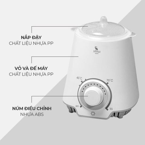 Máy Hâm Sữa Moaz Bébé MB-039 - Thiết Bị Đa Năng Chỉnh Nhiệt Độ, Nhỏ Gọn & Tiện Lợi Cho Mẹ & Bé - Bảo Hành 12 Tháng