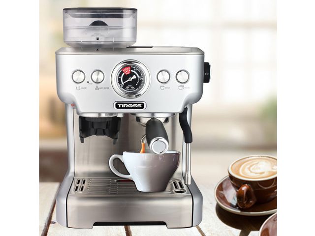 Máy Pha Cà Phê Tự Động Tiross TS6213 - Espresso và Cappuccino 250g, Năng Lượng 2650W, Bọt Sữa Thơm Ngon, Dụng Cụ Gia Đình, Văn Phòng