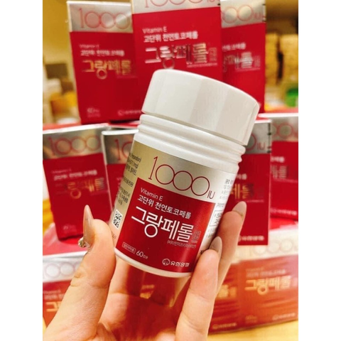 Viên uống Vitamin E 1000IU Hàn Quốc - Giúp Làm Đẹp Da, Tăng Độ Đàn Hồi, Chống Lão Hóa - Hộp 60 Viên