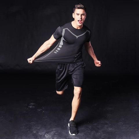 Áo Legging Thể Thao Cộc Tay Nam - Chất Liệu Polyester Cao Cấp, Thoáng Khí, Thích Hợp Tập Gym và Vận Động Thể Thao