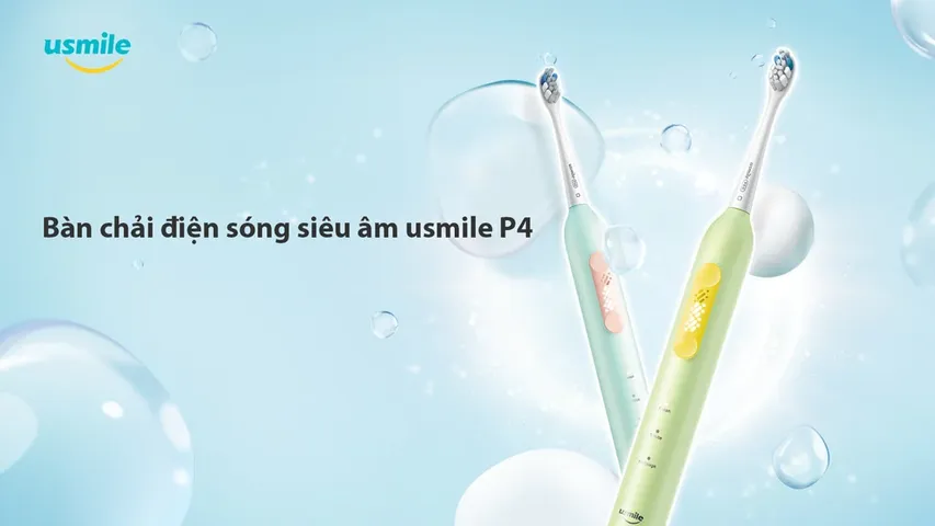 Bàn Chải Đánh Răng Điện Sóng Siêu Âm Usmile P4 - 3 Chế Độ Làm Sạch, Pin 180 Ngày, Sạc Nhanh USB-C, Chống Nước IPX7
