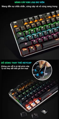 Bàn Phím Cơ Gaming SIDOTECH TKL - LED RGB, Blue Switch 87 phím & Black Switch 104 phím - Trải Nghiệm Chơi Game Esport Tối Ưu