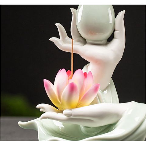 Bình Hoa Gốm Sứ Tay Phật Đốt Nhang - Phụ Kiện Trang Trí Phong Thủy Sang Trọng Cho Không Gian Sống Ấm Cúng