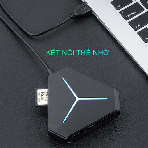 Bộ chia cổng HUB USB 2.0 Sidotech - Mở rộng kết nối cho laptop, PC, tương thích mọi hệ điều hành, cổng Audio 3.5mm, đèn LED báo hiệu