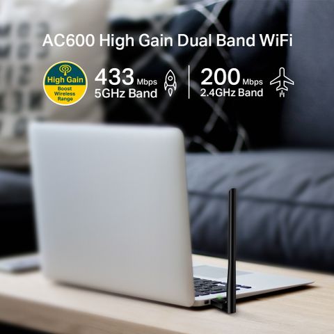 Bộ Chuyển Đổi USB Wifi TP-Link Archer T2U Plus AC600 - Tốc Độ Cao 600Mbps Băng Tần Kép 2.4GHz & 5GHz, Thích Hợp Game và Truyền Hình HD