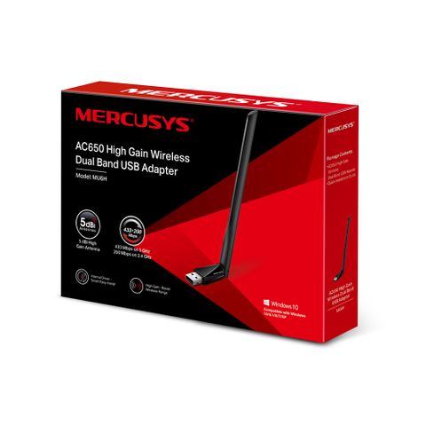 Bộ Chuyển USB Wifi Băng Tần Kép AC 650Mbps Mercusys MU6H - Tốc Độ Nhanh, Thiết Kế Nhỏ Gọn, Dễ Dàng Sử Dụng cho Laptop và PC