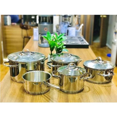 Bộ Nồi WMF Provence Plus 5 Món Cao Cấp Đức - Thép Không Gỉ, Thiết Kế 3 Lớp, Dễ Dàng Vệ Sinh, Phù Hợp Với Máy Rửa Bát