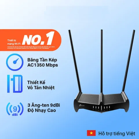 Bộ phát Wifi băng tần kép AC1350 TP-Link Archer C58HP - Kết nối nhanh, quản lý dễ dàng với ứng dụng TP-Link Tether, bảo mật tối ưu