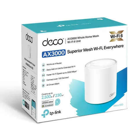 Bộ phát Wifi Mesh TP-Link Deco X50 WiFi 6 AX3000 - Phủ sóng mạnh mẽ, kết nối 150 thiết bị, Cài đặt dễ dàng cho ngôi nhà thông minh