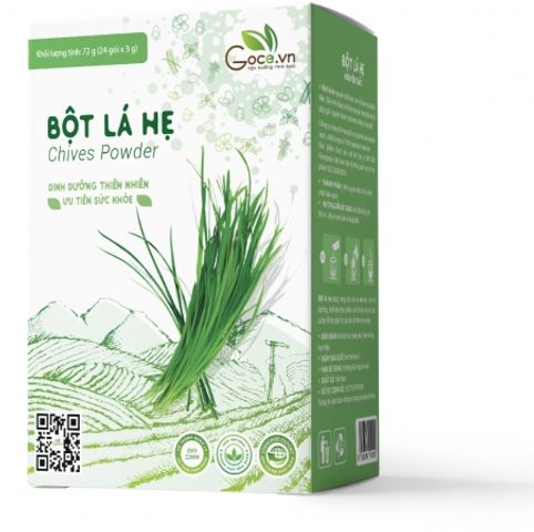 Bột lá hẹ Goce sấy khô 100% nguyên chất - Thực phẩm bổ sung giàu chất xơ, hỗ trợ tiêu hóa và giảm táo bón, tiện lợi 24 gói nhỏ.