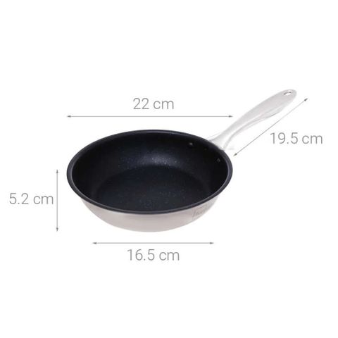 Chảo Chống Dính Vân Đá 3 Lớp Inox 304 FiveStar Plus 22cm/26cm/28cm - Bền Đẹp, An Toàn cho Sức Khỏe, Dùng Được Trên Mọi Loại Bếp