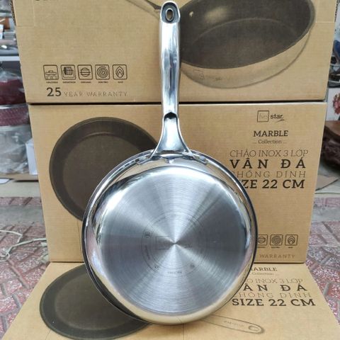 Chảo Chống Dính Vân Đá 3 Lớp Inox 304 FiveStar Plus 22cm/26cm/28cm - Bền Đẹp, An Toàn cho Sức Khỏe, Dùng Được Trên Mọi Loại Bếp