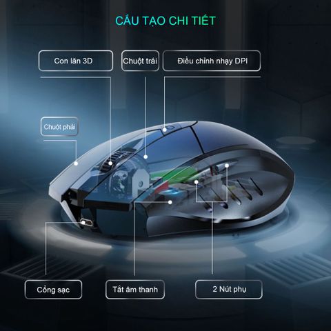 Chuột Gaming Không Dây Bluetooth Sidotech Inphic P6W - Thiết Kế Tối Ưu Dành Cho Game Thủ, Pin 500mAh, Kết Nối Ổn Định