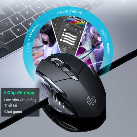 Chuột Gaming Không Dây Bluetooth Sidotech Inphic P6W - Thiết Kế Tối Ưu Dành Cho Game Thủ, Pin 500mAh, Kết Nối Ổn Định