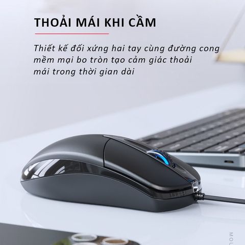 Chuột máy tính dây chống ồn Sidotech P20 - Thiết kế công thái học, LED game, độ nhạy 1200DPI, phù hợp văn phòng và chơi game
