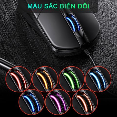 Chuột máy tính dây chống ồn Sidotech P20 - Thiết kế công thái học, LED game, độ nhạy 1200DPI, phù hợp văn phòng và chơi game