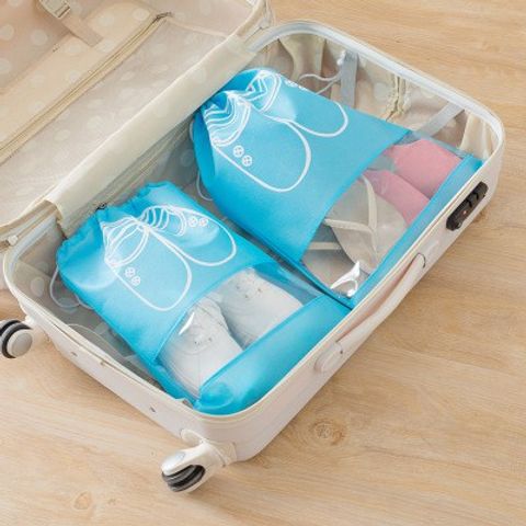 Combo 10 túi đựng giày dép vải Polyester chống nước, tiện lợi cho du lịch và dã ngoại, bảo quản giày gọn gàng, dễ dàng mang theo.