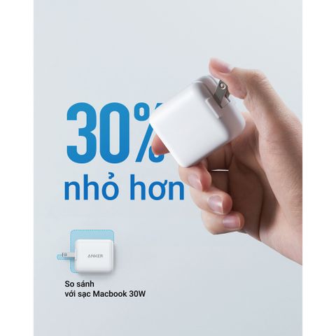Củ Sạc Nhanh Anker A2615 PowerPort III 30W Chân Gập 1 Cổng - Sạc Điện Thoại, Máy Tính Bảng, Laptop, Thiết Kế Gọn Nhẹ, Tương Thích Type-C