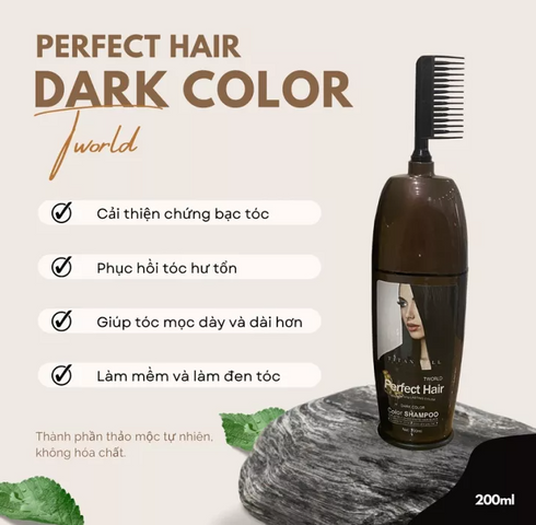 Dầu Gội Phủ Bạc Tworld Perfect Hair Dark Color 200ml - Giúp Tóc Đen Tự Nhiên, Chăm Sóc Tóc Mềm Mượt, Không Gây Kích Ứng