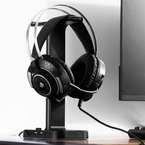 Giá treo tai nghe Inphic H100 chống trầy xước, cổng USB kép và đèn LED nhiều màu, phụ kiện máy tính hiện đại và tiện dụng
