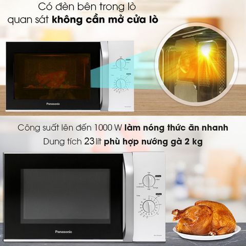 Lò vi sóng Panasonic NN-GM34JMYUE 23L - Nướng & Hẹn Giờ Tiện Ích, Chất Liệu Thép Không Gỉ, Công Suất 800W/1000W