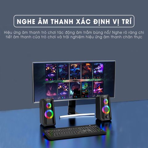 Loa máy tính mini để bàn âm thanh vòm 3D Sidotech K102 - Âm thanh sống động, đèn LED RGB đa màu sắc, tương thích với PC và laptop