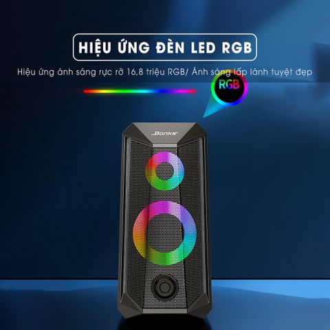 Loa máy tính mini để bàn âm thanh vòm 3D Sidotech K102 - Âm thanh sống động, đèn LED RGB đa màu sắc, tương thích với PC và laptop