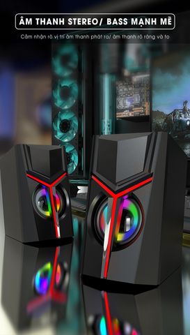 Loa Máy Tính Mini Để Bàn SIDOTECH DX19 - Hiệu Ứng Âm Thanh Stereo Bass Mạnh Mẽ và Đèn LED RGB Rực Rỡ