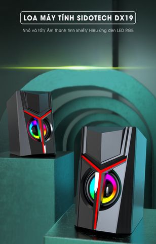Loa Máy Tính Mini Để Bàn SIDOTECH DX19 - Hiệu Ứng Âm Thanh Stereo Bass Mạnh Mẽ và Đèn LED RGB Rực Rỡ