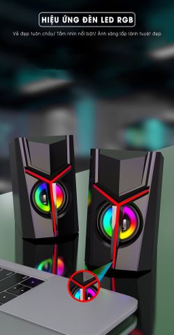 Loa Máy Tính Mini Để Bàn SIDOTECH DX19 - Hiệu Ứng Âm Thanh Stereo Bass Mạnh Mẽ và Đèn LED RGB Rực Rỡ