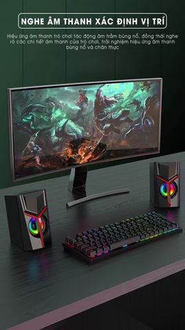 Loa Máy Tính Mini Để Bàn SIDOTECH DX19 - Hiệu Ứng Âm Thanh Stereo Bass Mạnh Mẽ và Đèn LED RGB Rực Rỡ