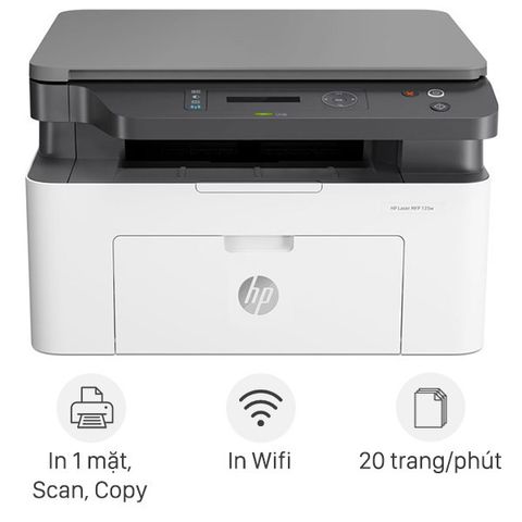 Máy in laser không dây HP 135W - Đa năng In, Copy, Scan, Kết nối USB & Wifi, Tốc độ 20 trang/phút, Chất lượng in 600x600 dpi