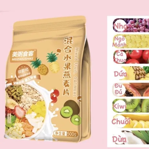 Ngũ Cốc Sữa Chua Mix Hoa Quả Yogurt Block Fruit Oatmeal 500g - Bữa Ăn Nhanh Lành Mạnh Với Hạnh Nhân, Yến Mạch, Hoa Quả Sấy