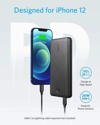 Pin Sạc Dự Phòng Anker PowerCore Essential 20000mAh A1287 - USB-C, Sạc Nhanh, Tương Thích iPhone, Samsung, iPad - Tiện Lợi Mọi Nơi